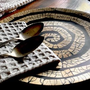 Anthro handmade wood tiled deco plate
